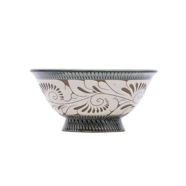 Ikutouen Handmade Green Glaze Arabesque Rice Bowl - 12.5 x 6cm - FoodCraft Online Store 