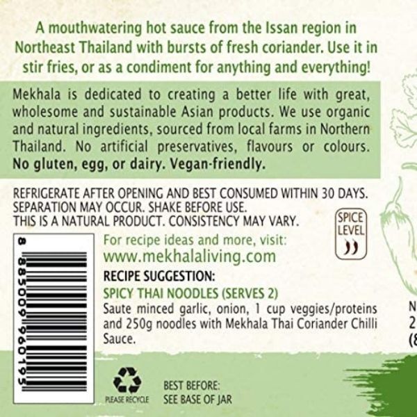 Mekhala Organic Thai Coriander Chilli Hot Sauce - 250ml - FoodCraft Online Store 