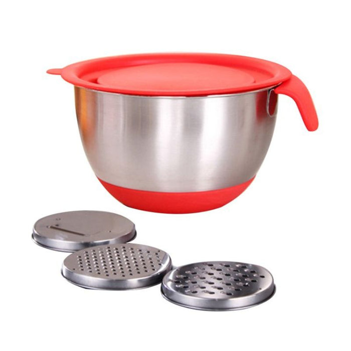 Mixing Bowl Set with Lid & Grater Attachments - 21cm