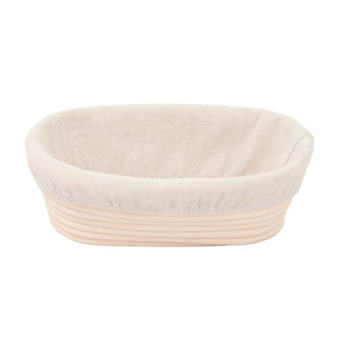 Oval Rattan Proofing Bread Basket with Liner - L 20.5cm x W 13.5cm x H 8cm