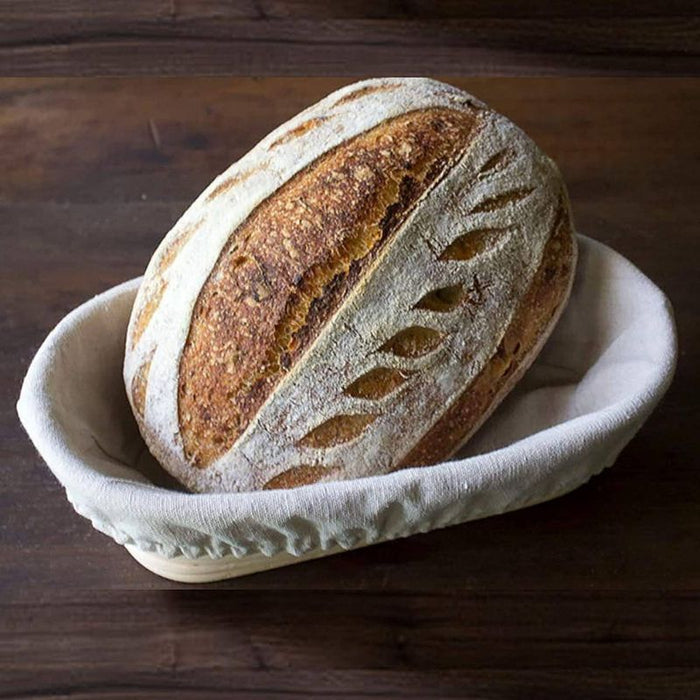 橢圓形藤製發酵麵包籃 - 28cm帶內襯