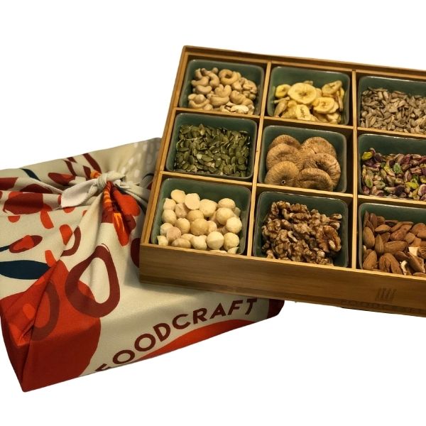 Raw Sprouted & Dried Fruits Gift Box - 9 Detachable Compartments - FoodCraft Online Store 