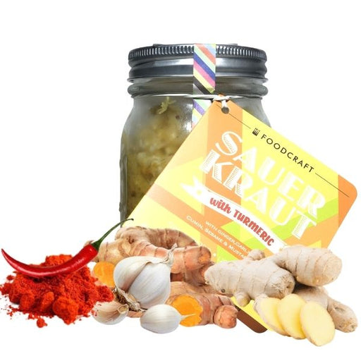 Unpasteurized Living Turmeric Spice Sauerkraut - 350g - FoodCraft Online Store 