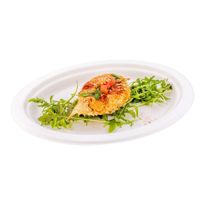 Compostable Oval Bagasse Plate (20 plates) - 10.5 inch  - Foodcraft Online Store