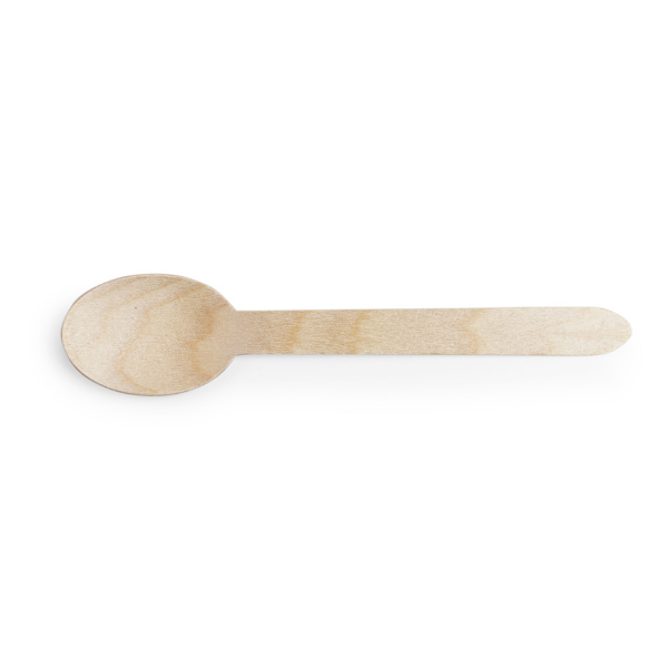 Vegware 6 inch Compostable Wood Spoon (20 pc) - FoodCraft Online Store 