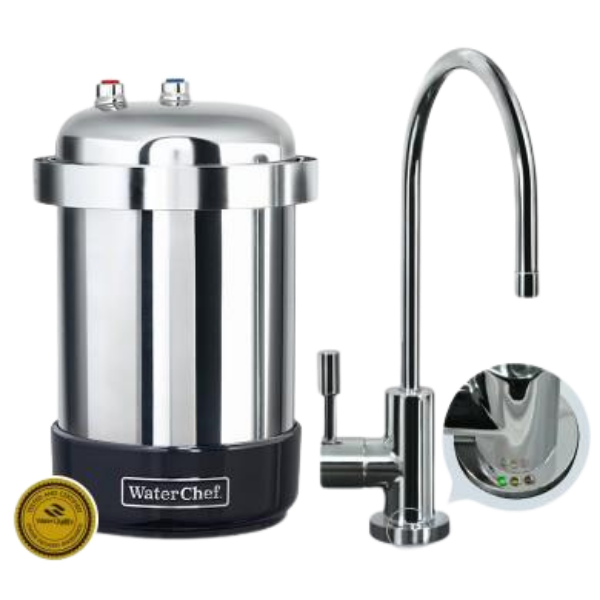 WaterChef U9000 Premium Under-Sink Water Filtration System - Polished Chrome - FoodCraft Online Store 