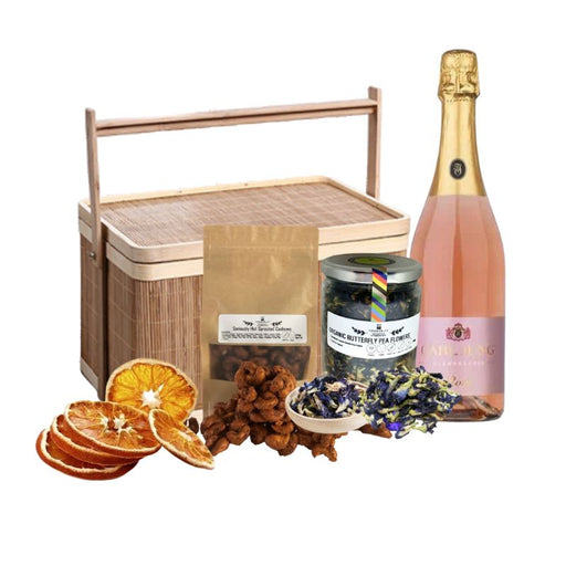"Cheer Me Up" (Alcohol-free) Bamboo Basket Gift Hamper - Foodcraft Online Store